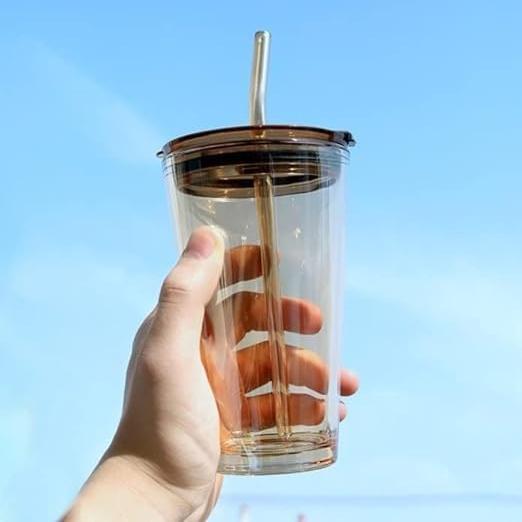 Leakproof Glass Sipper Bottle With Straw + Lid