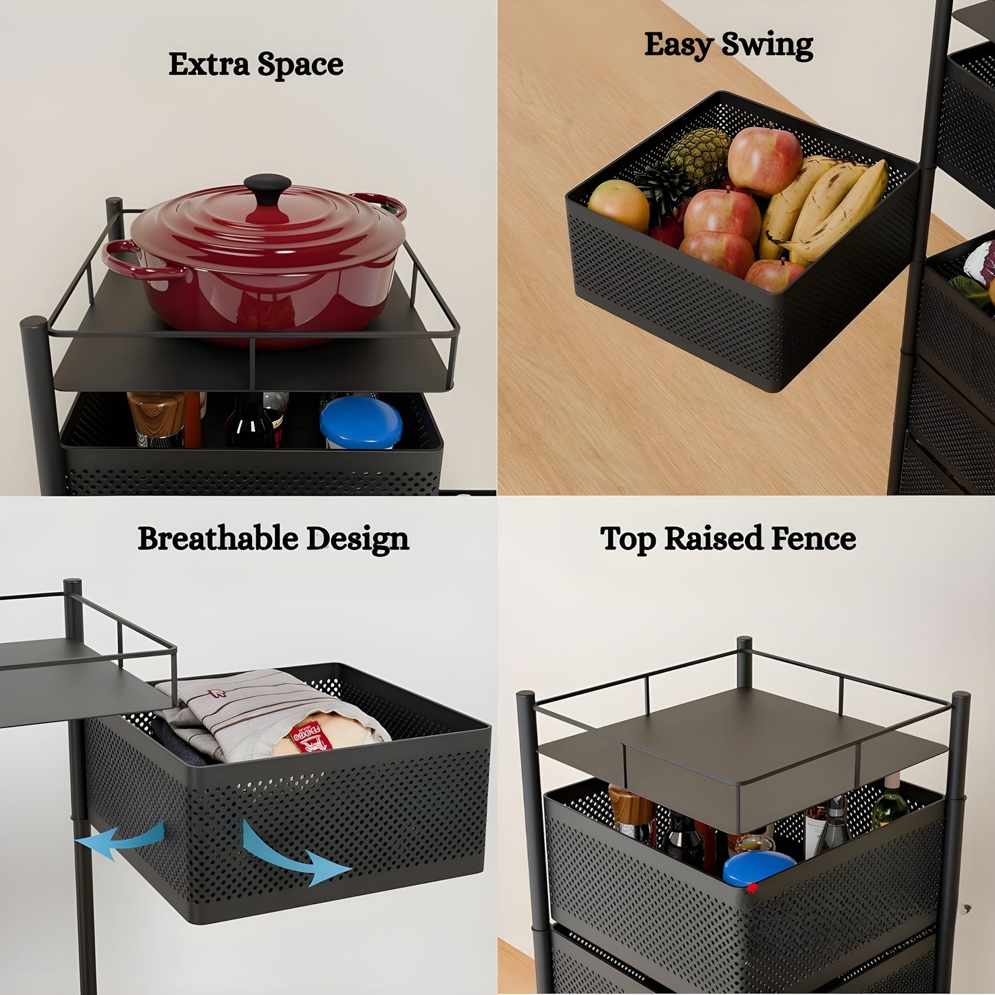 Multipurpose Kitchen Storage Rack with Wheels