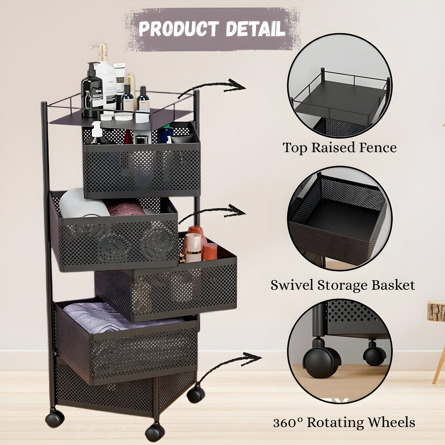 Multipurpose Kitchen Storage Rack with Wheels