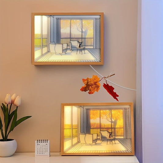 Decorative 3D LED Painting Wooden Frame🖼️