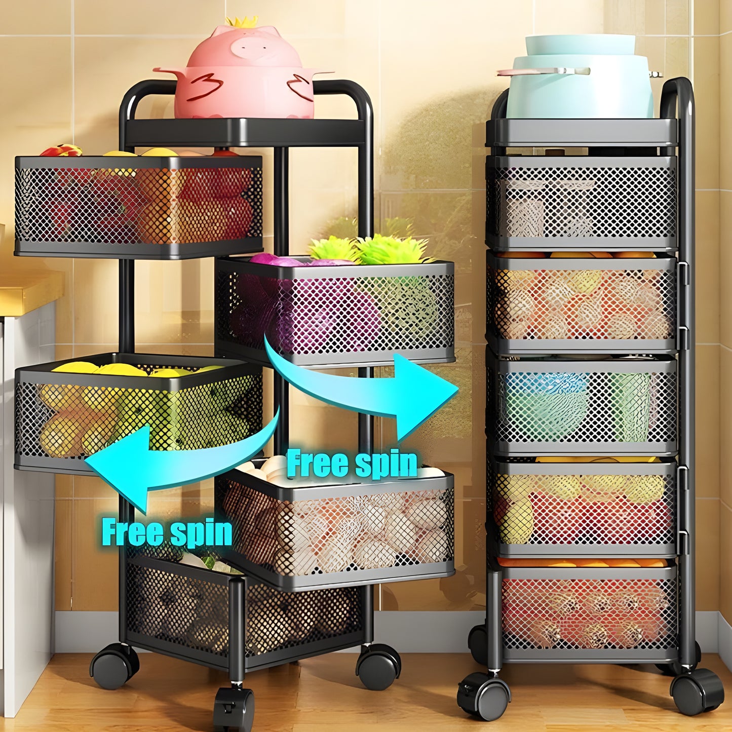 Multipurpose Kitchen Storage Rack with Wheels